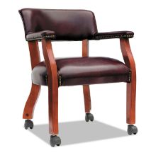 Picture of Alera Traditional Series Guest Arm Chair with Casters, 23.22'' x 24.4'' x 29.52'', Oxblood Burgundy Seat/Back, Mahogany Base