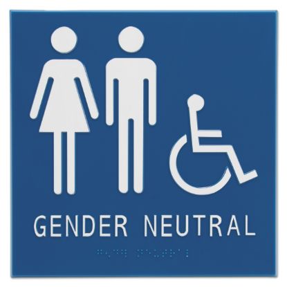 Picture of Gender Neutral ADA Signs, 8" x 8", Man, Woman & Wheelchair