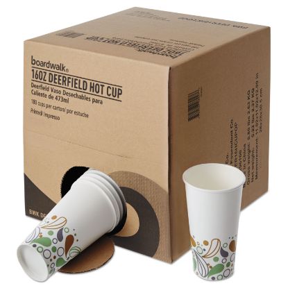 Picture of Convenience Pack Paper Hot Cups, 16 oz, Deerfield Print, 9 Cups/Sleeve, 20 Sleeves/Carton