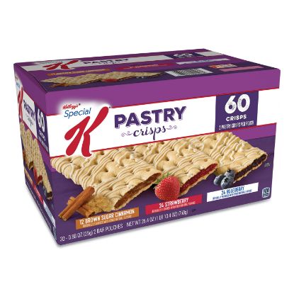 Picture of Special K Pastry Crisps, Blueberry; Brown Sugar Cinnamon; Strawberry, 0.88 oz Pouch, 60/Carton