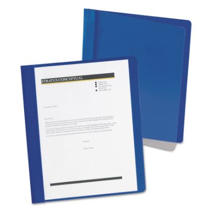 Picture of Extra-Wide Clear Front Report Covers, Letter Size, Dark Blue, 25/Box