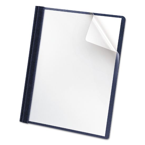 Picture of Premium Paper Clear Front Cover, 3 Fasteners, Letter, Blue, 25/Box