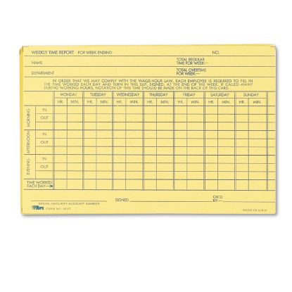 Picture of Employee Time Report Card, Weekly, 6 x 4, 100/Pack